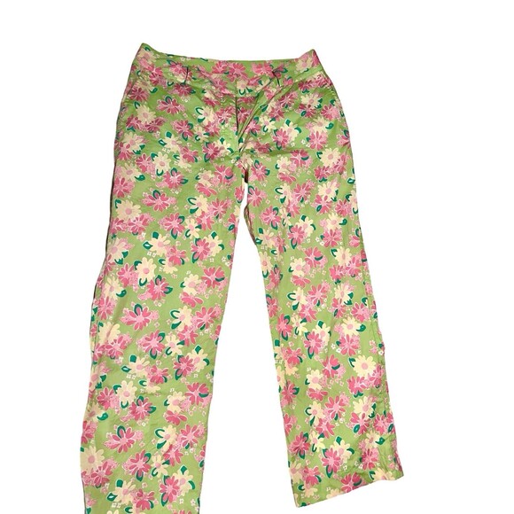 Vintage Lilly Pulitzer Pink Dopamine Dressing Print Size 6 Cropped Capri Pants - Picture 1 of 2